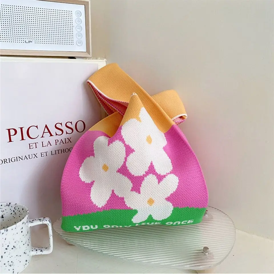 Bolso De Mano Cuadrado De Abuela De Ganchillo, Diseño De Flores En 3D De Ganchillo, Bolso Floral De Primavera Y Verano Con Forro - España
