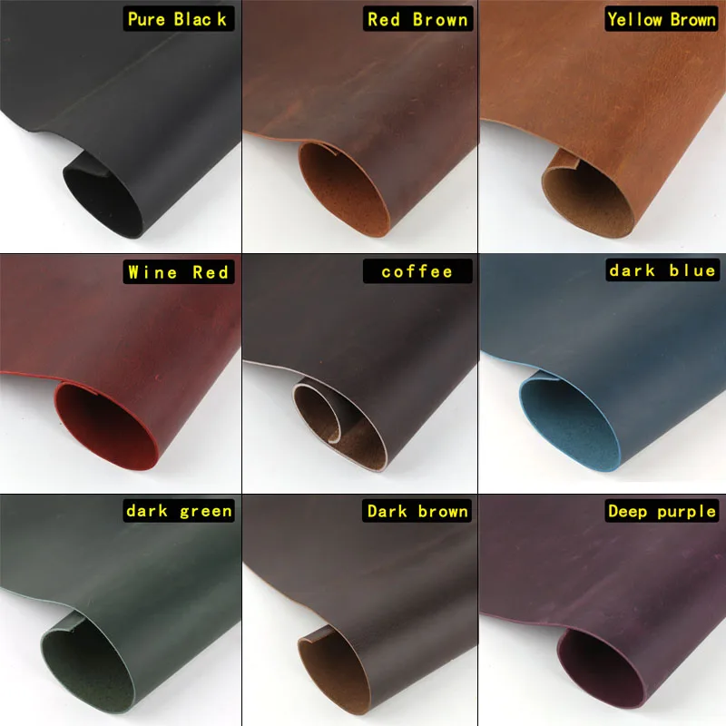 Crazy Horse Genuine Cowhide Leather – Top Layer DIY Fabric, Stiff Retro Color-Changing Leather 2