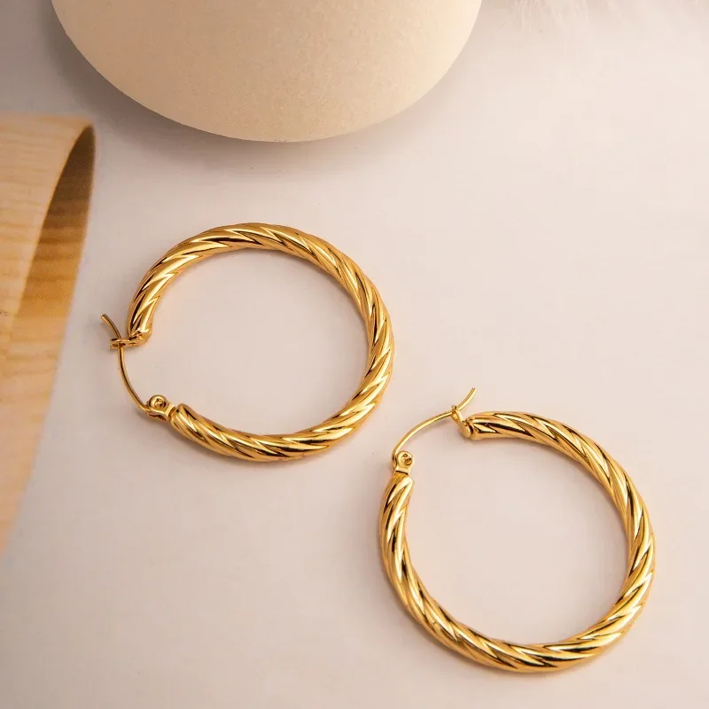 3pair/set Simple Twist Circle Round Hoop Earrings for Women Waterproof Stainless Steel Huggie Ear Buckle Statement Jewelry 2026