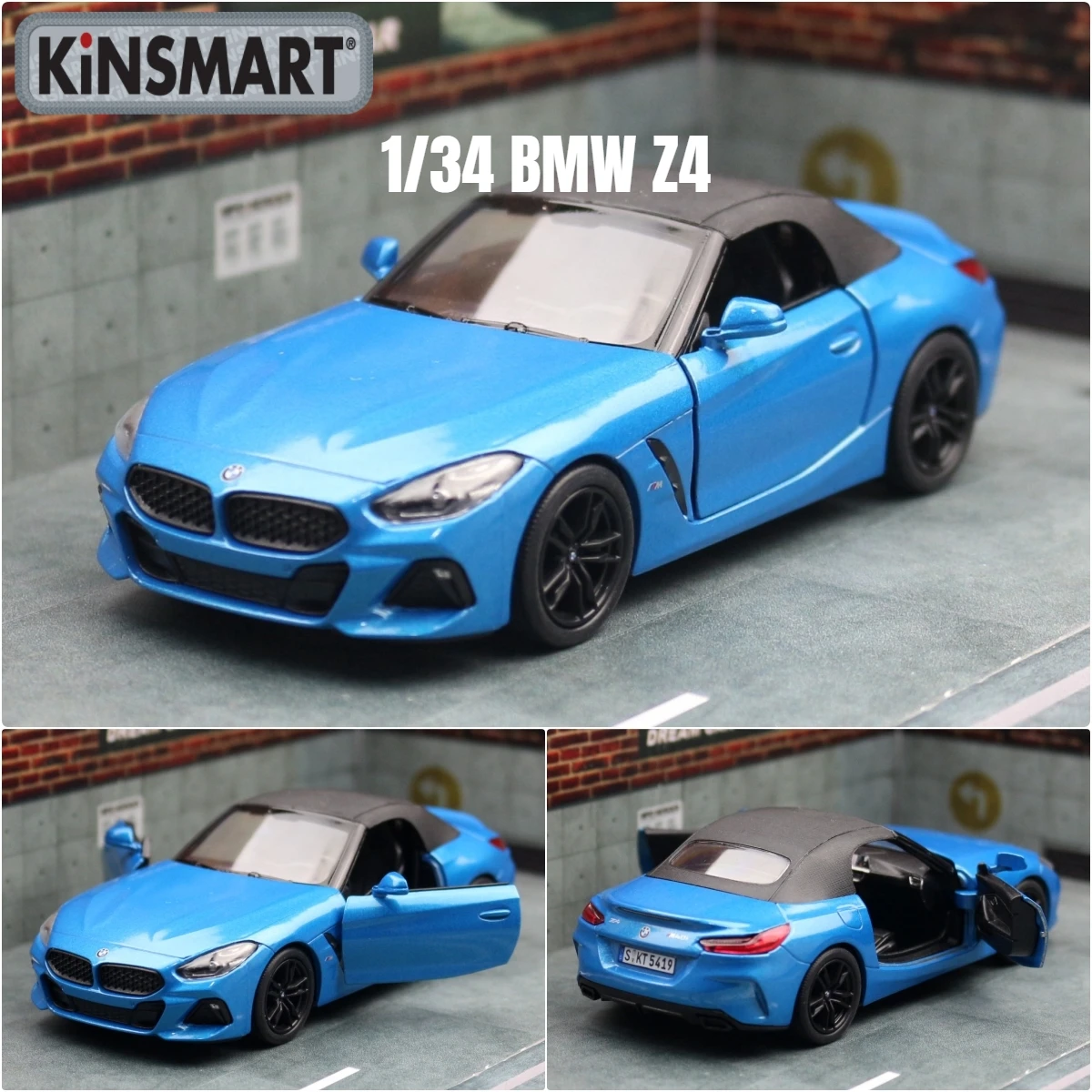 KiNSMART Toy Car Model 1/34 BMW Z4 M40i Roadster Convertible