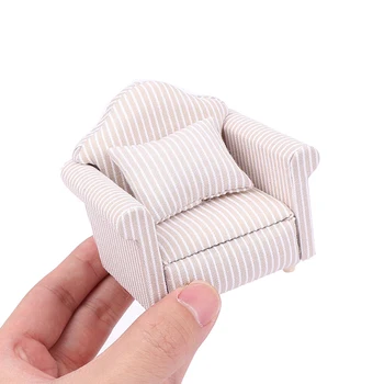 1:12 Mini divano per mobili con cuscino per casa delle bambole i bambini fanno finta di giocare con decorazioni fai da te