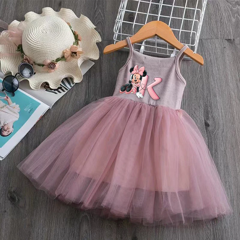 Minnie Mouse Party Dresses for Girl Summer Disney Lace Skirt Pink