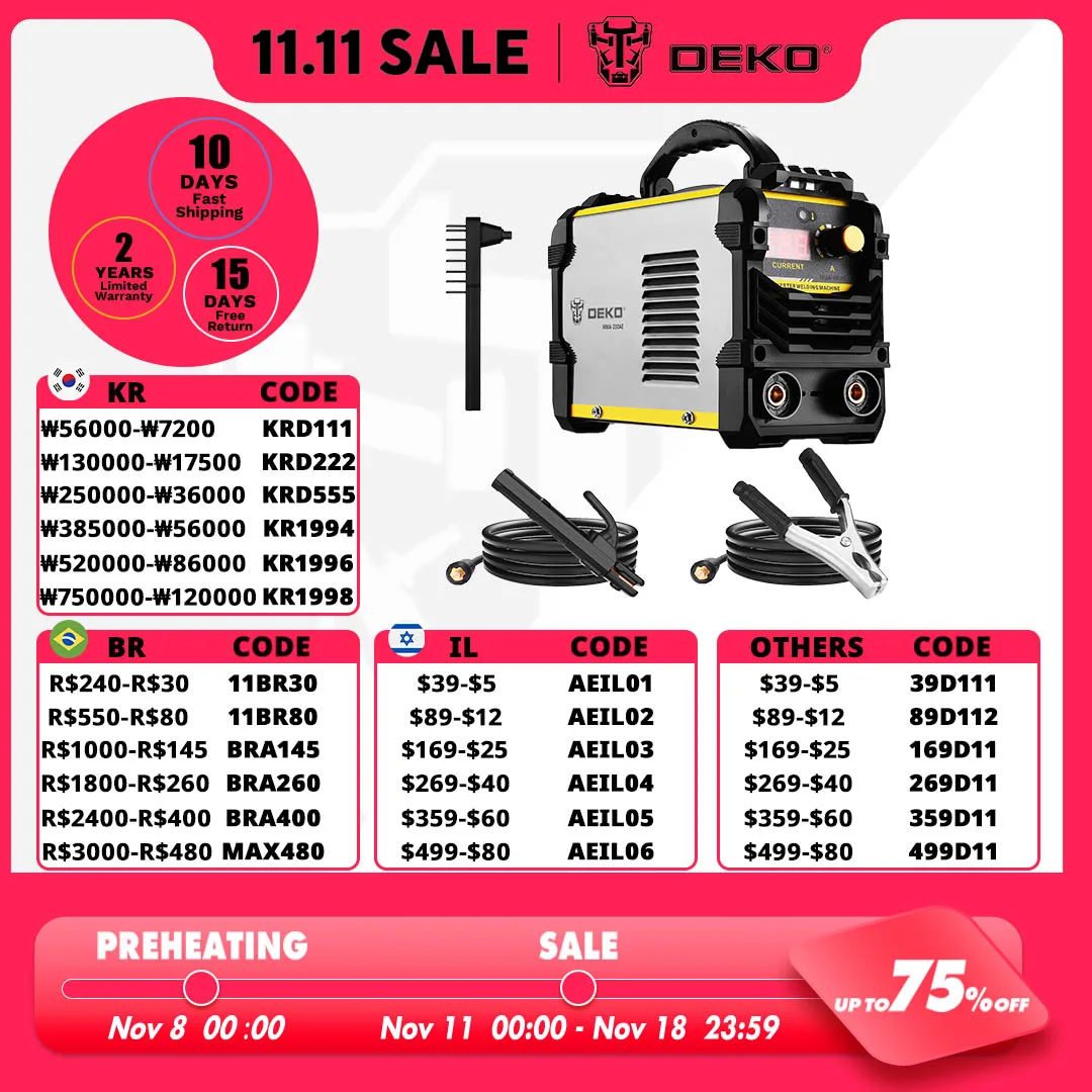 DEKO MMA Series 4.1KVA Inverter Arc Electric Welding Machine 220V MMA Welder for DIY Welding Working and Electric Working portable welder electric welder mini welder