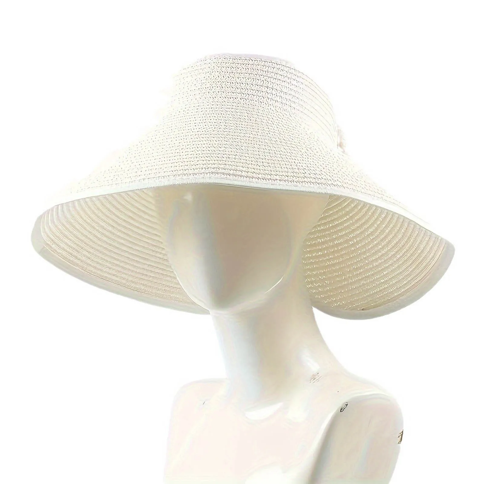 Boho Women’s Bow Sunshade Hat, Empty Top, Sunscreen Beach Hat, Foldable Summer Cap Safety Accessories Wide-brim hats