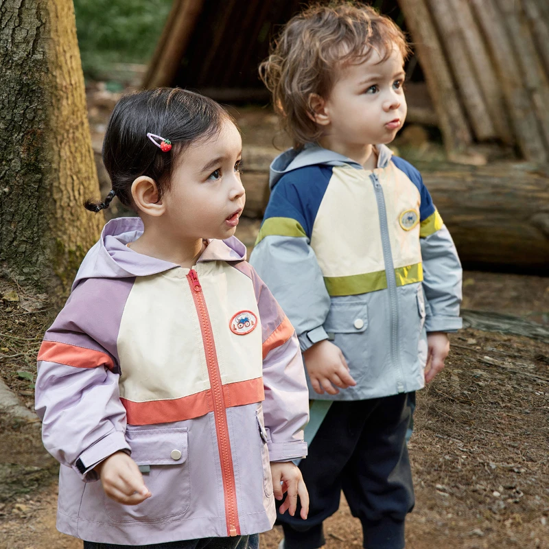 Hiking Jackets Long Sleeve Outdoor Windbreaker Hooded Coats Children Waterproof Clothing Kids Camping Hiking Zipper Outwear