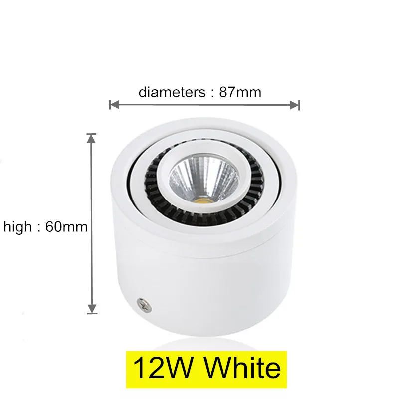 Dimmable Surface Mounted LED COB Downlight 5W/7W/12W/15W LED Lamp 360 degree rotate Ceiling Spot Light with LED Driver gold ceiling lights