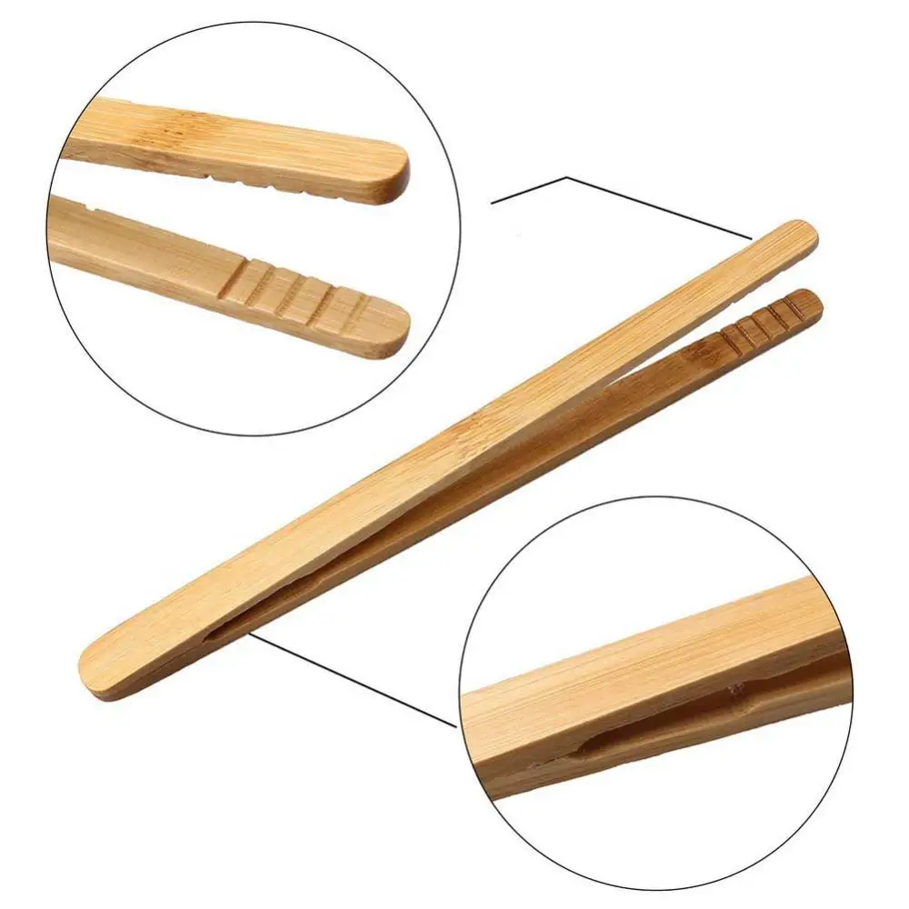 4Pcs Bamboo Food Clip Toaster Salad Cake Tea Tweezer Clamp Tongs Cooking Tool Food Tongs Kitchen Utensils