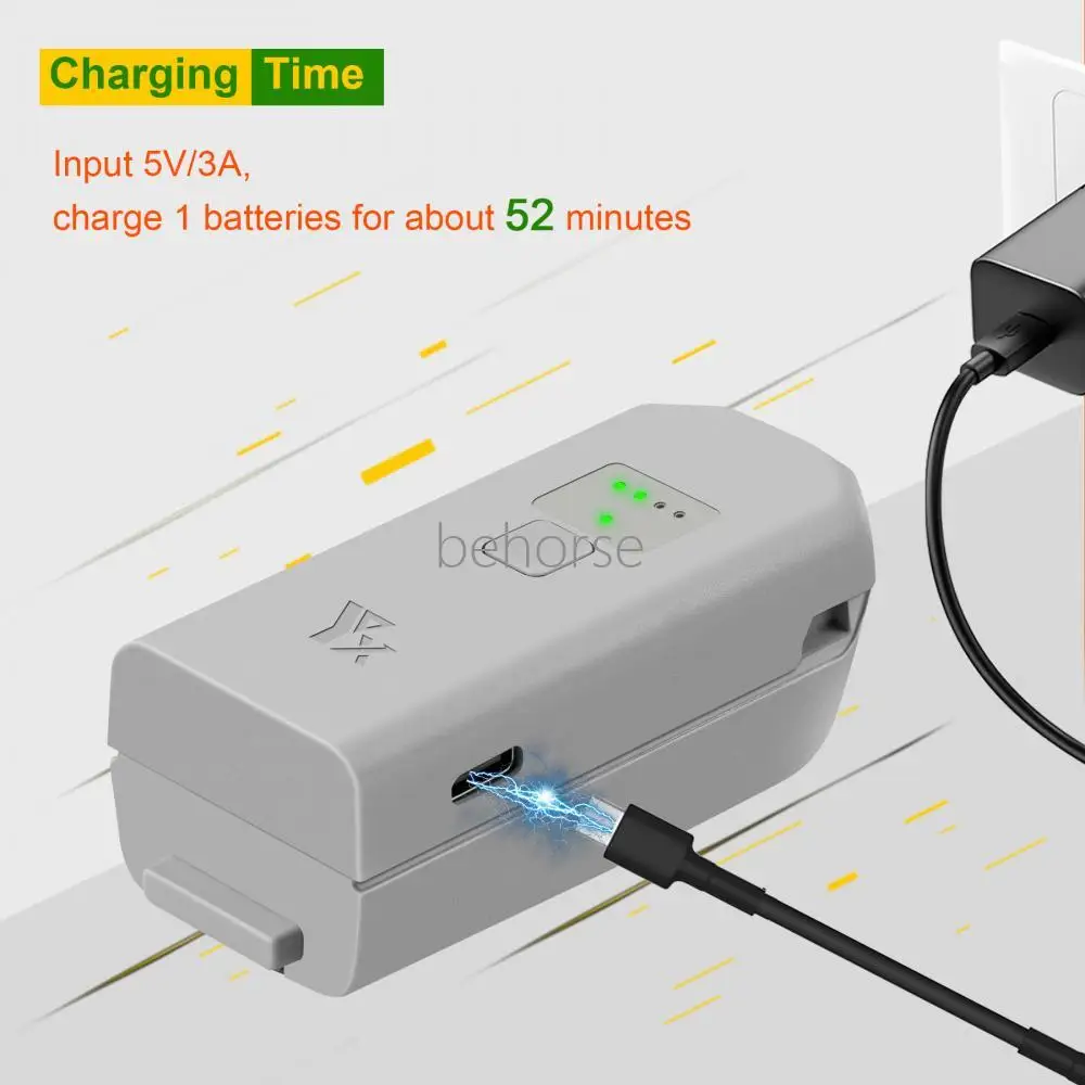 Chargeur rapide 5V/3A pour DJI Neo, vue arrière avec ports USB-C et micro-USB, adapté pour charge simultanée.