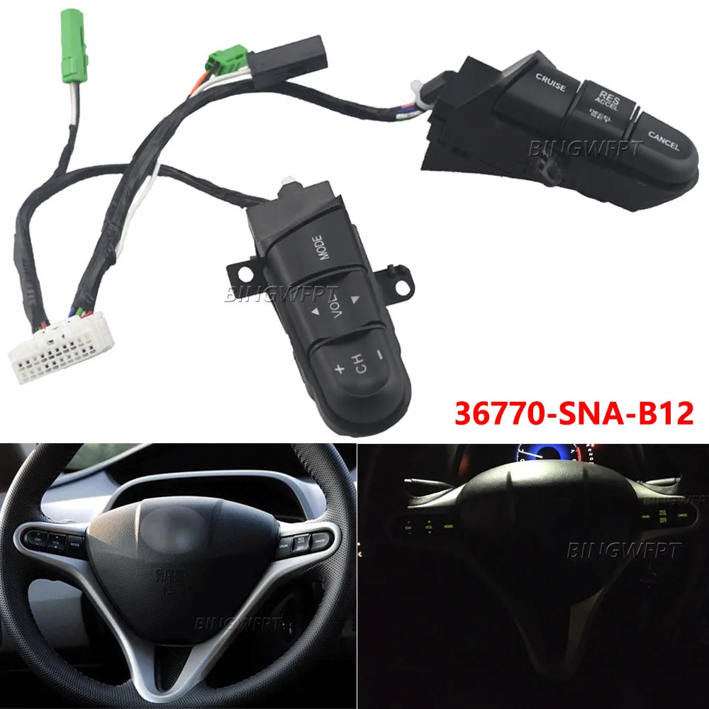 

Высококачественная кнопка переключения рулевого колеса для Honda 08-13 Fit 09-14 City 06-11 Civic OEM 36770-SNA-B12