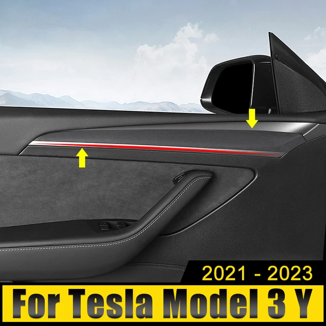 ABS Car Door Handle Frame Trim Armrest Strip Decoration Cover Strip Sticker  Accessories For Tesla Model 3 Y 2021 2022 2023 2024 - AliExpress