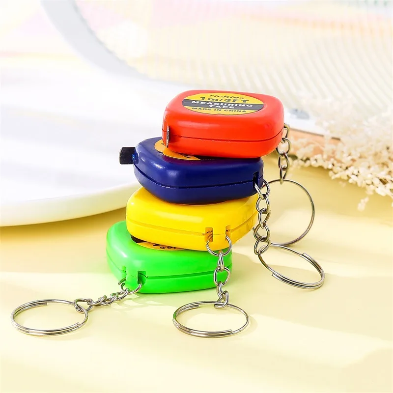 Easy Retractable Ruler Tape Measure Mini Portable Pull Ruler Keychain 1m/3ft