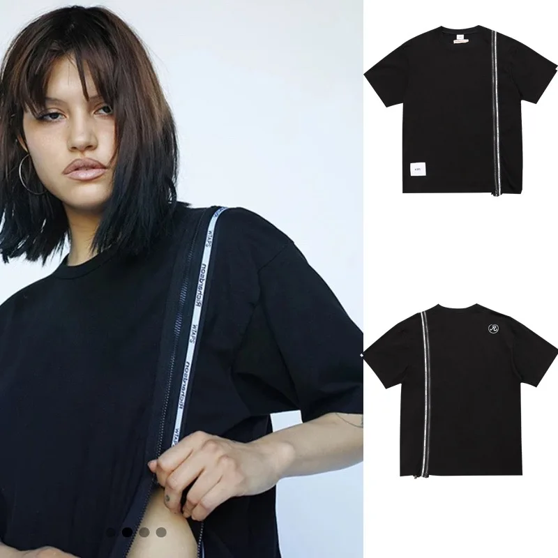 

Футболка с коротким рукавом и круглым вырезом, на молнии