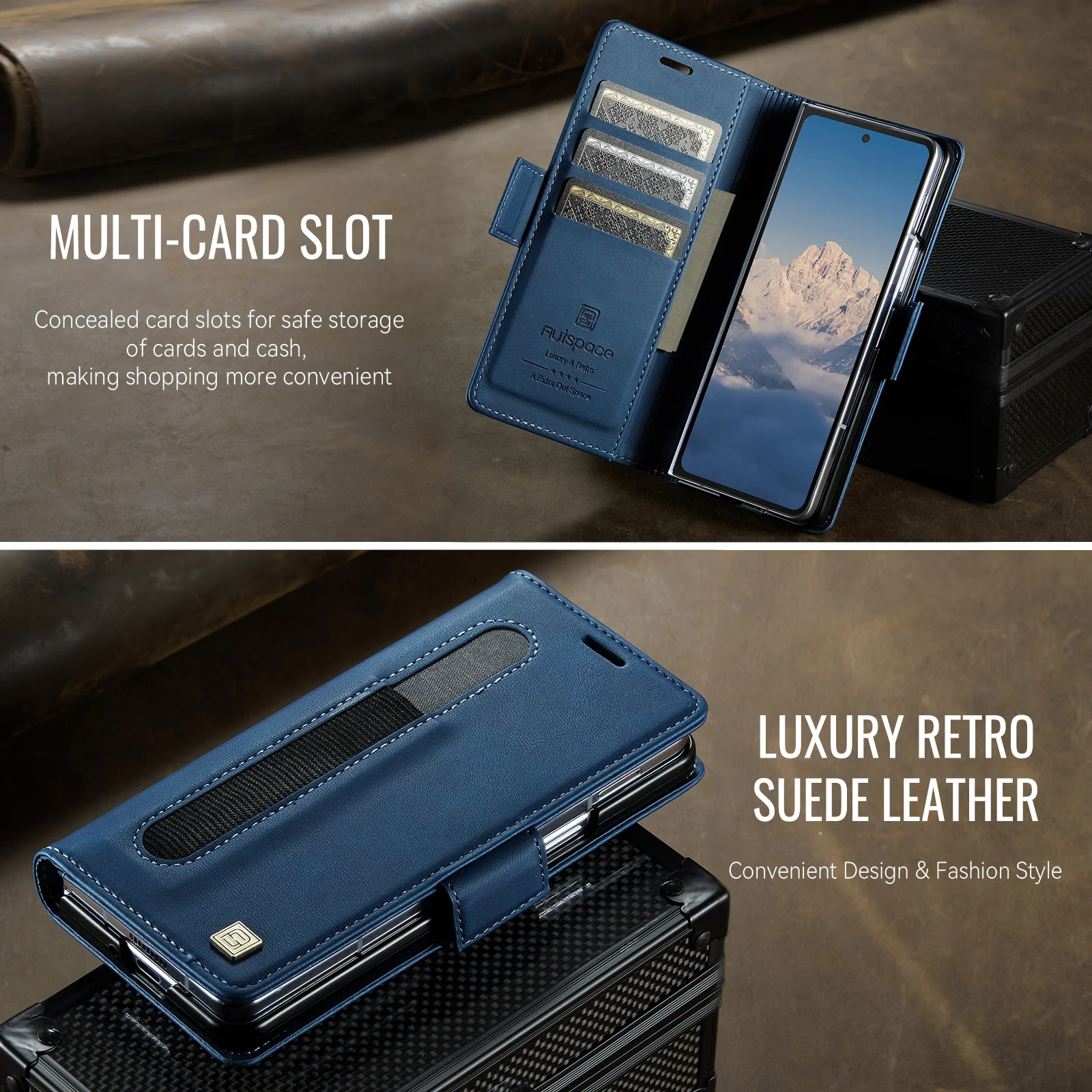 Premium Wallet-Style Phone Case with Card Slots, RFID Protection, Magnetic Closure, and Pen Slot