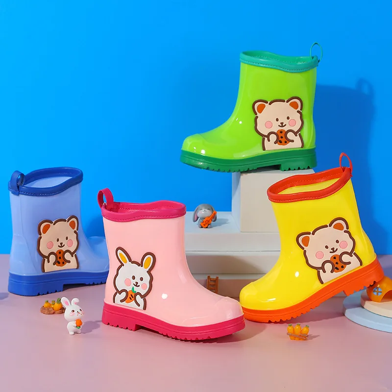 Children Rain Shoes Cute Cartoon Waterproof Non-slip Toddler Kids Rain Boots for Boys Girls Four Season Water Boot bota infantil