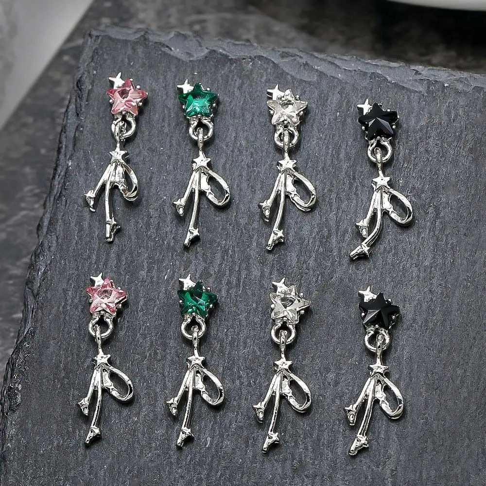 

4Pcs/set Metal Nail Art Drills Star Pendant Nail Decorations Aolly Nail Charms Manicure Ornaments Star Pendant Nail Accessories