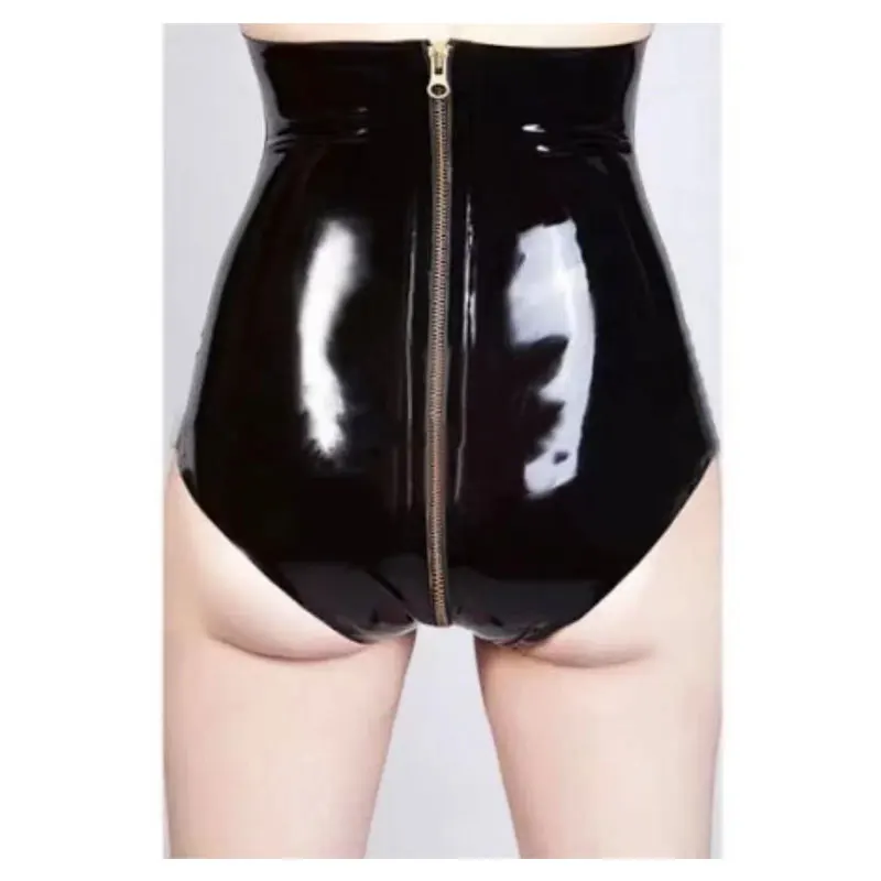 Latex High Waisted Shorts Tight Rubber Unisex Sexy Shorts Metal Zippers On The Crotch Multi Color Customizable