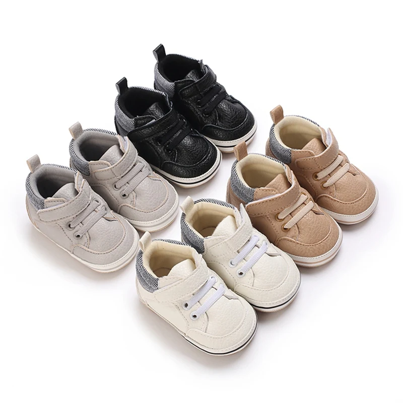 Baywell Newborn Baby Shoes Infant Boy Classical Sport Soft Sole PU Leather First Walker Casual Sneakers Shoes