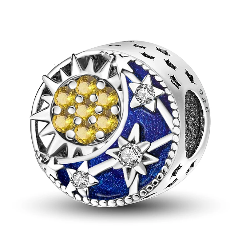 925 Sterling Silver Snow Mountain Scenery Starry Sky Charms Beads Fit Original  Bracelet Bangle High Quality DIY Jewelry