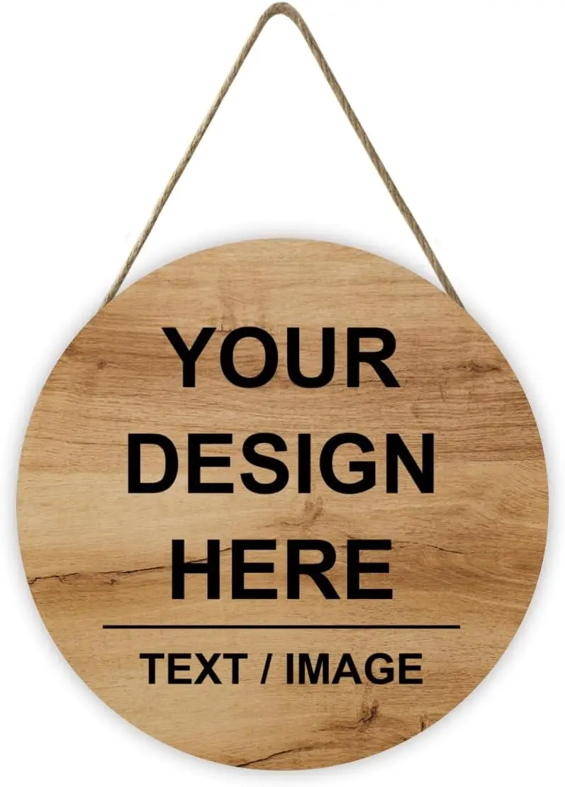 Customizable 12 Round Wood Door Sign - Personalized Welcome Decor Wall Plaque