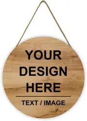 Customizable 12 Round Wood Door Sign - Personalized Welcome Decor Wall Plaque - 30x30cm (1)