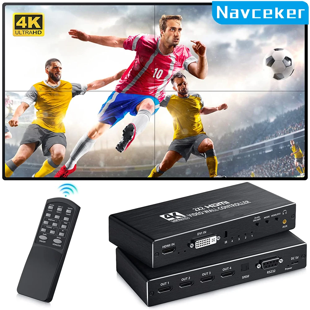 2X2 Video Wall Controller Processor 1X2 1X3 1X4 2X1 3X1 4X1 4K Dvi Hdmi Video Wall Controller Tv Video Stitching Wall Processor