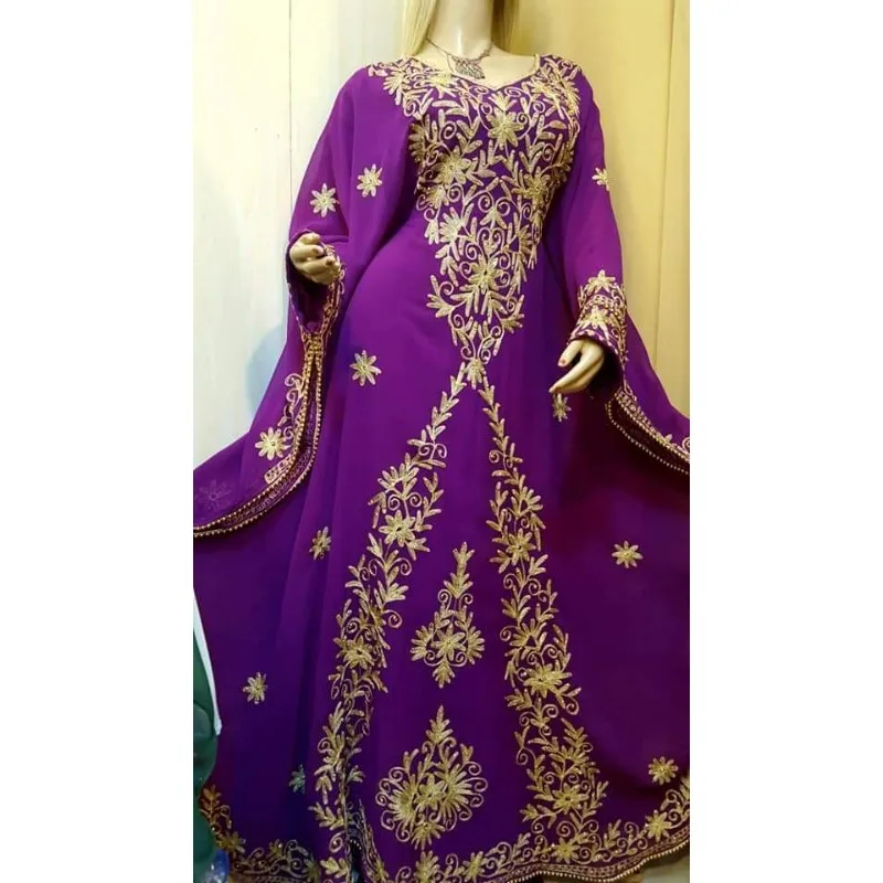 

Purple New Moroccan Dubai Kaftans Farasha Abaya Dress Very Fancy Long GownFashion Trends