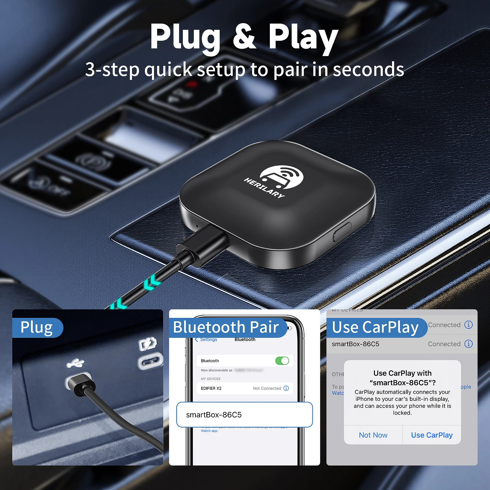 Birgus Wireless Carplay Car Play Adapter, Bluetooth 5.8GHz Wireless  Connection Online Upgrade Plug and Play - AliExpress