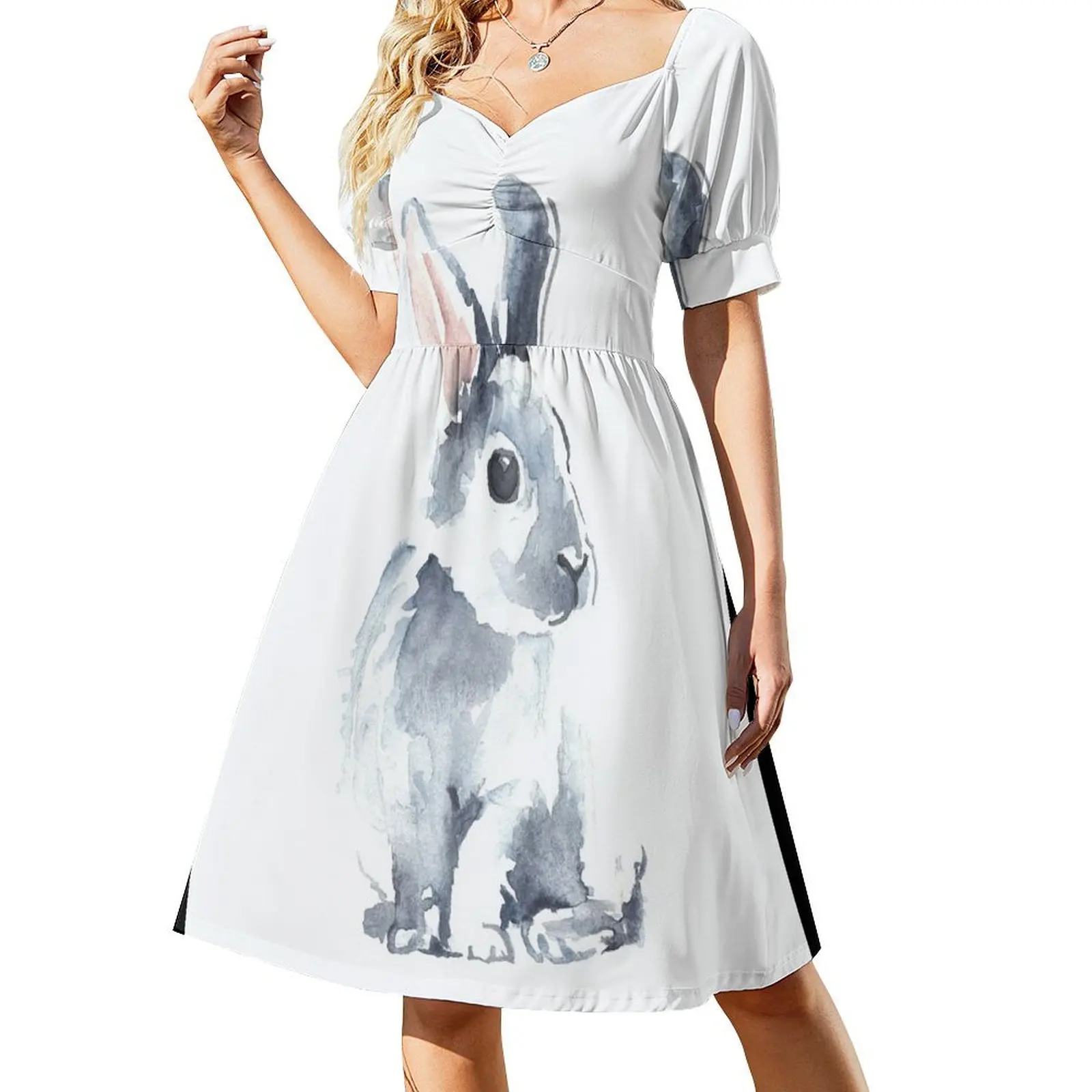 thumbnail image 1 of Vestido de manga corta Moon Rabbit II, vestidos largos para mujer, vestido de fiesta elegante para mujer, 1 of 7