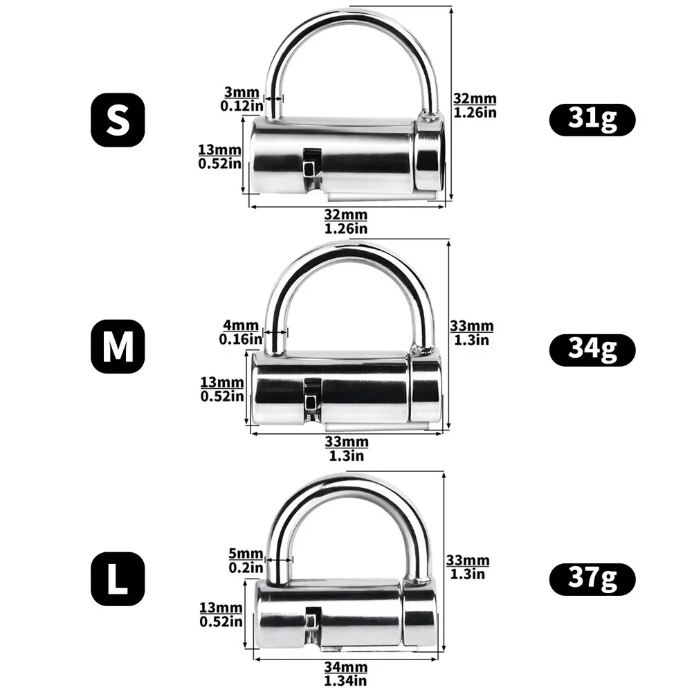 3/4/5MM Stainless Steel D-Ring PA Lock Male Female Chastity Devices Glans Vaginal Puncture Lock Adult Game Sex Toys chastity lock sex toy