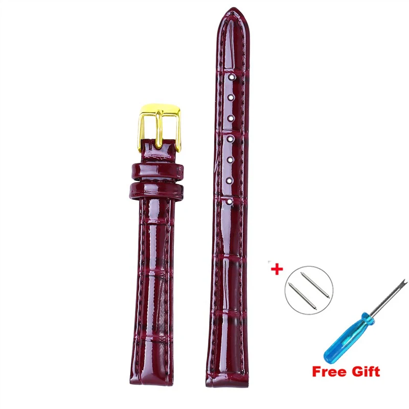 Premium Wine Red Genuine Leather Watch Strap - High-Quality Accessory