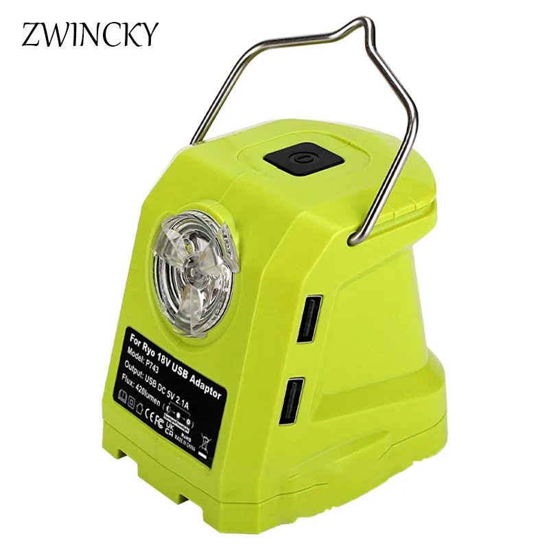 RYOBI 14.4V-18V 리튬 이온 배터리용 LED 작업등, Ryobi 휴대용 스포트라이트 전동 공구 부품, 듀얼 USB 컨버터 어댑터, 9W