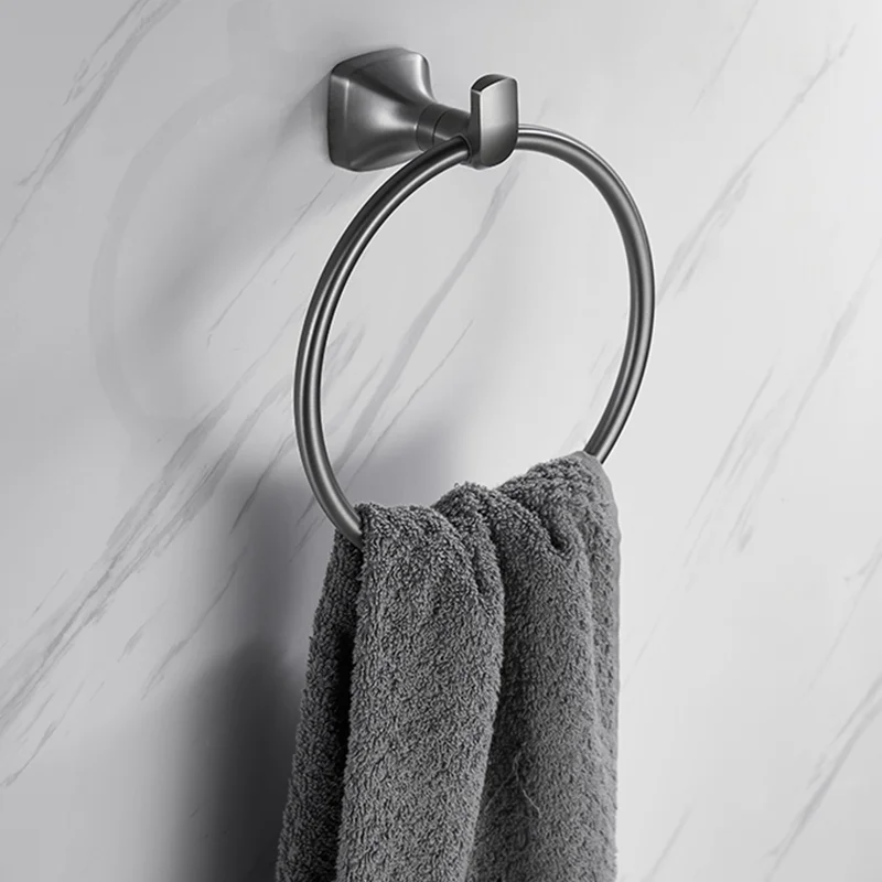 White Grey Black Bathroom Towel Ring Bath Hardware Stainless Steel Towel Holder Wall Mount Hand Rail for Kitchen Bath Room