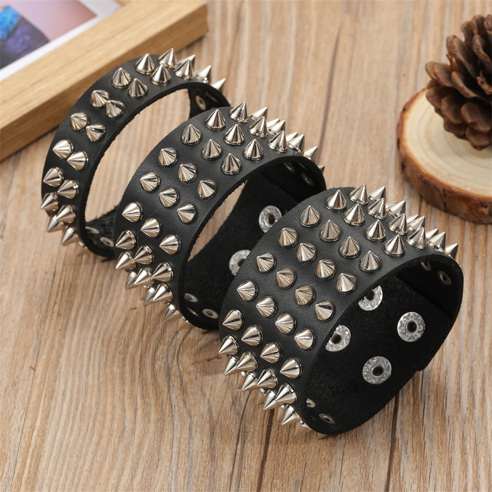 Personalized Jewelry Handmade Weave Genuine Leather Bracelet Men Punk Cuff Wide Leather Rivet Bracelet Pulsera Hombre leather bracelet leather bangle