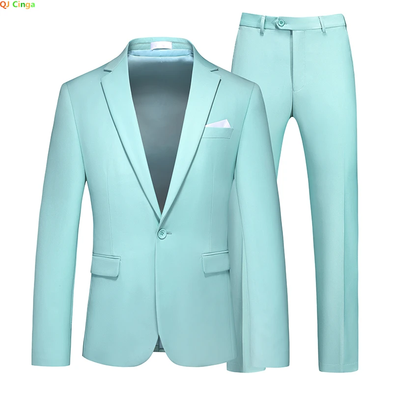 Men Suit Tuxedo 2 Piece Wedding Party Formal Coat and Pants Big Size