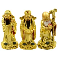 Feng Shui Golden Fu Lu Shou Three Goddesses Fuk Luk Sau H:5" C1037-1 1