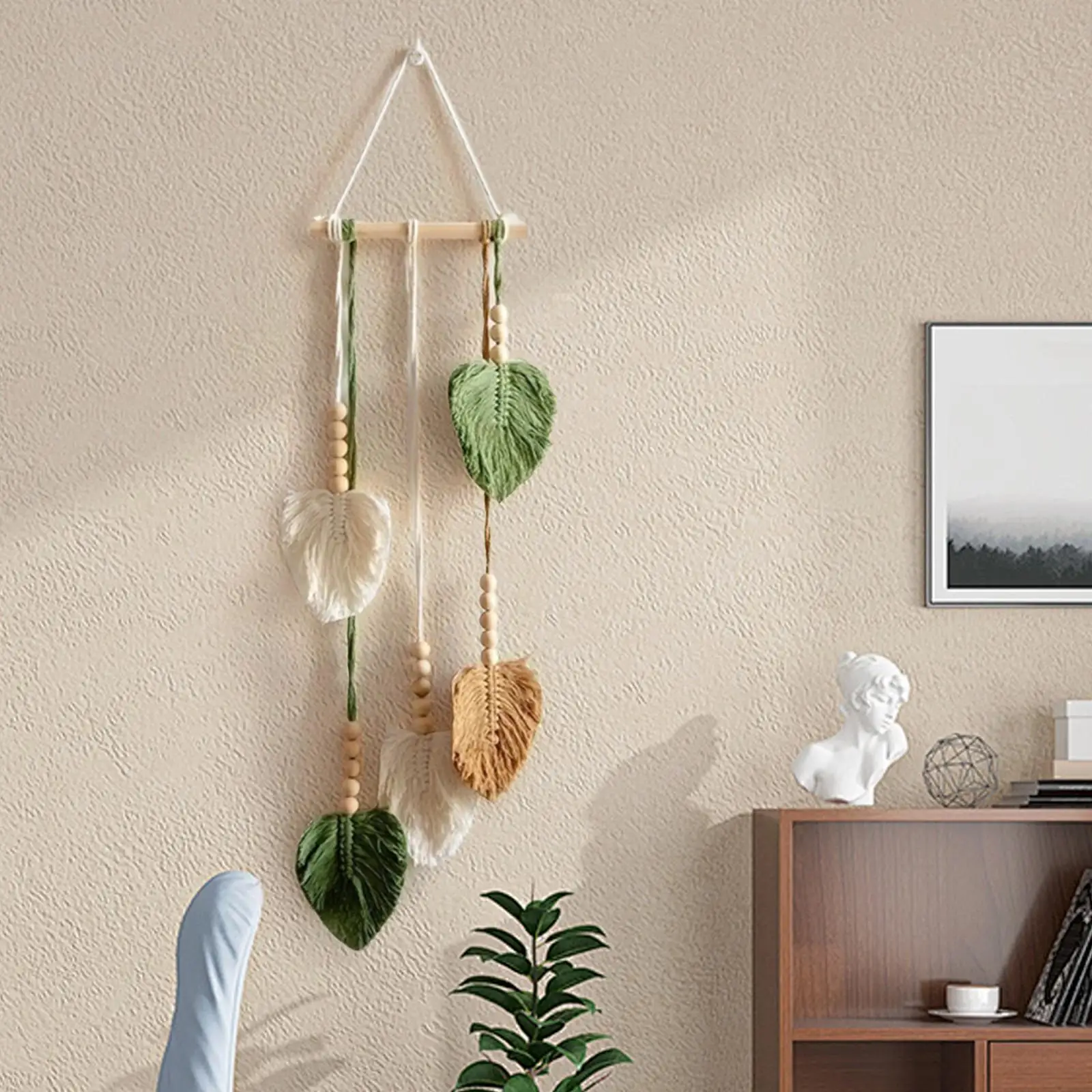 Leaves Woven Tapestry Gift Handmade Boho Wall Decoration for Wedding Bedroom