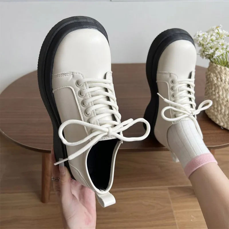 de piel sintética con plataforma para mujer, zapatos de Lolita, cordones, para otoño, 2022 -