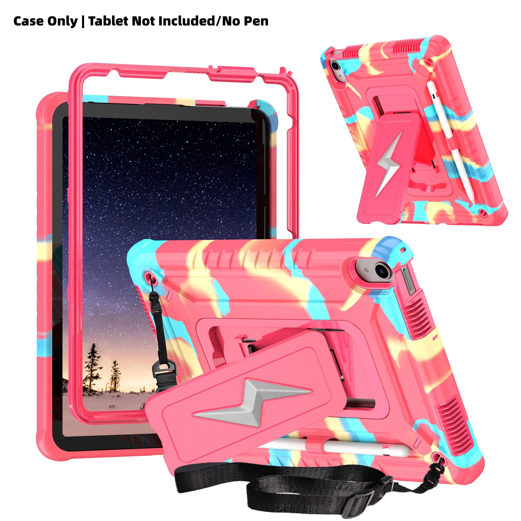 Heavy Duty Shockproof Tablet Case with Kickstand and Shoulder Strap