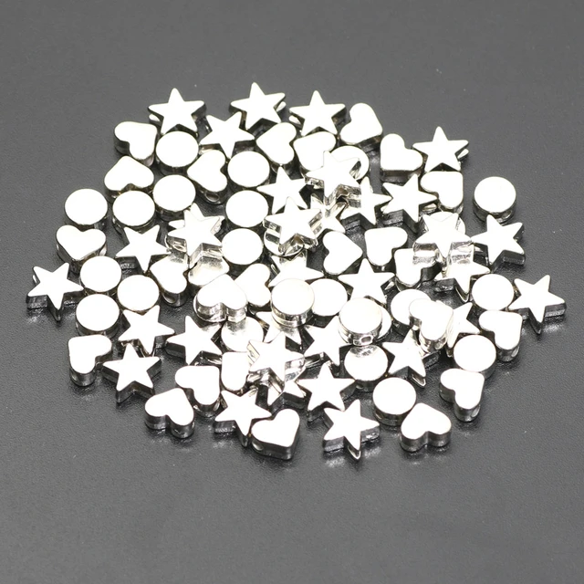 100pcs White Cube Acrylic Alphabet Bead Loose Spacer Gold Plated