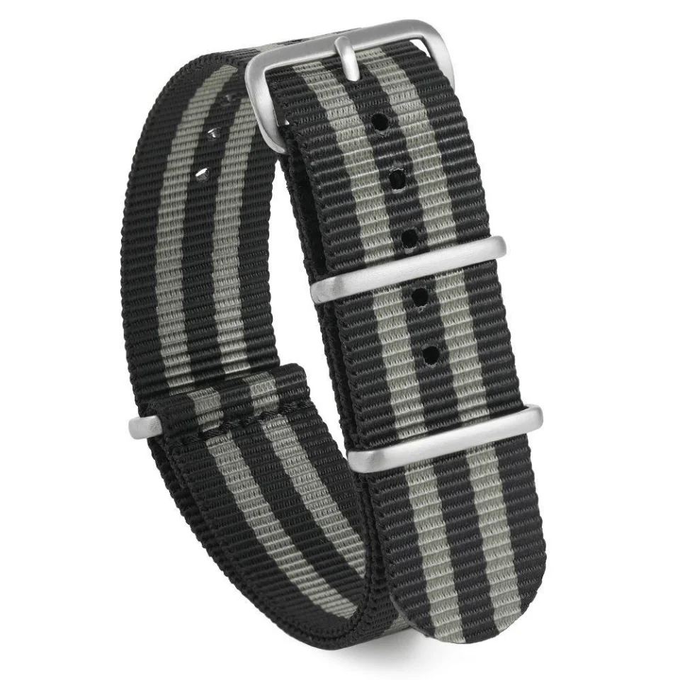 Enhanced Nylon Ribbed Stripe Watch Strap - Military Style Wristband Accessory