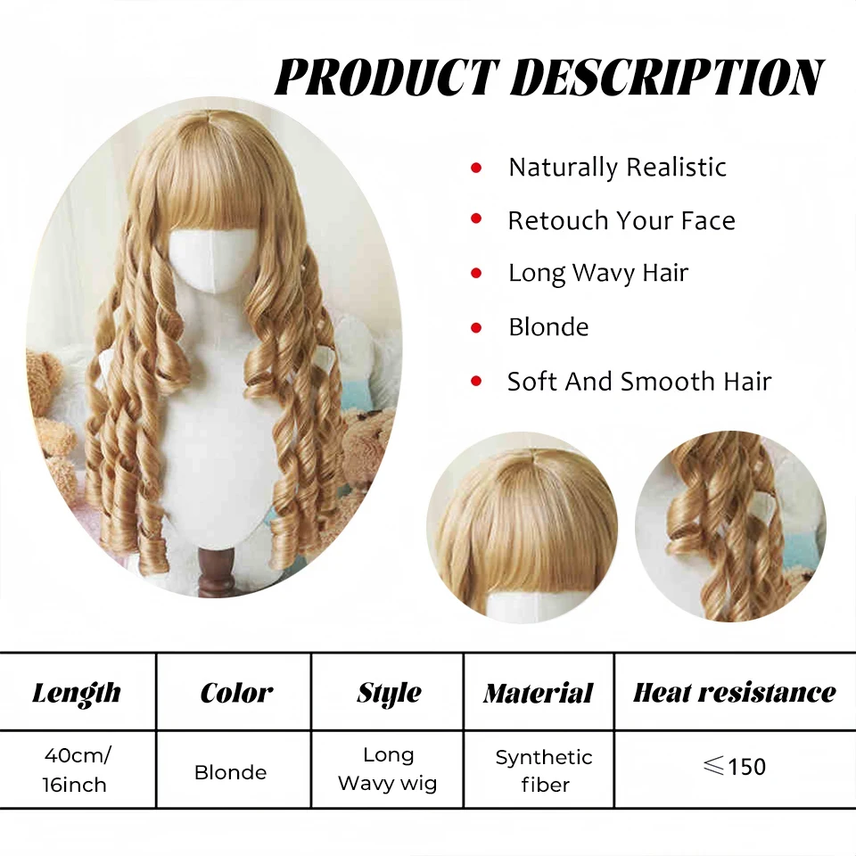Synthetic Pink Blonde Black Curly Wig for Women Cosplay