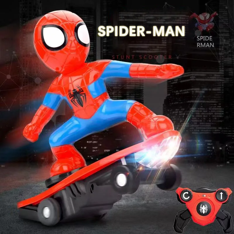 

Marvel Spider-man Automatic Flip Rotary Skateboard Sound Light Car Electronic Music Toy Stunt Scooter To Send Children Friends C