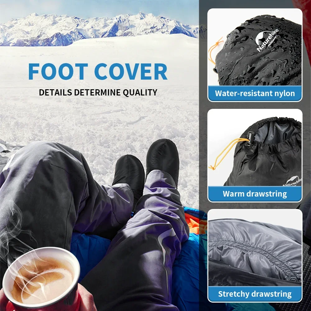 Naturehike Down Shoes Cover Winter Foot Warm Waterproof Shoes Ultralight Windproof Outdoor Hiking Camping Goose Down Foot Cover