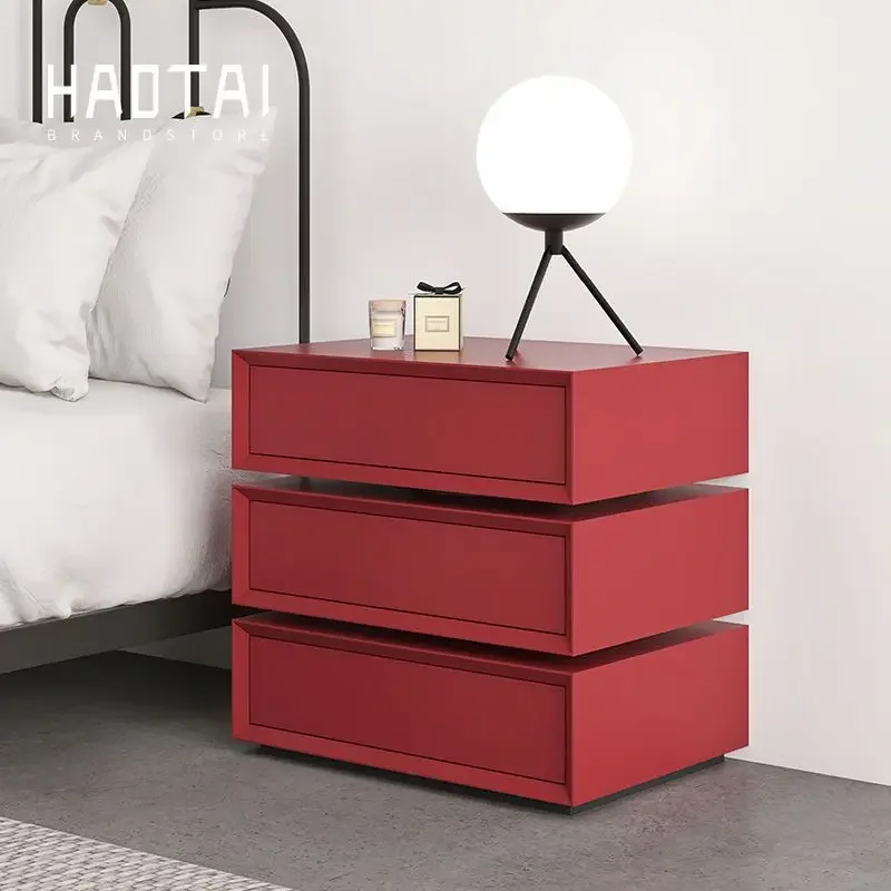 Italian Minimalist Rotating Bedside Table Designer Light Luxury Modern Creative Bedroom Living Room Storage Cabinet