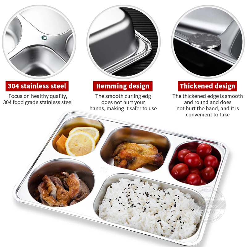 Stainless Steel Porter Plate, Kitchen Food Portion Box With Lid, Canteen  Vegetable Platter - Temu