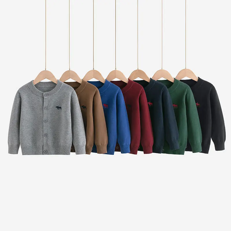2025년 신상  남아 여아 니트 스웨터 긴 소매 버튼 O넥 가디건 면 소재 부드러운 루즈 니트웨어 키즈 점퍼 스트리트웨어
