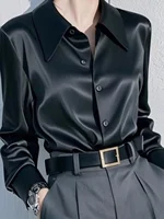 Ele Long Sve Satin irt Women's  Collar Busin Top Slimming Versatile Early Spring New Sle Commute Faion - Image 3