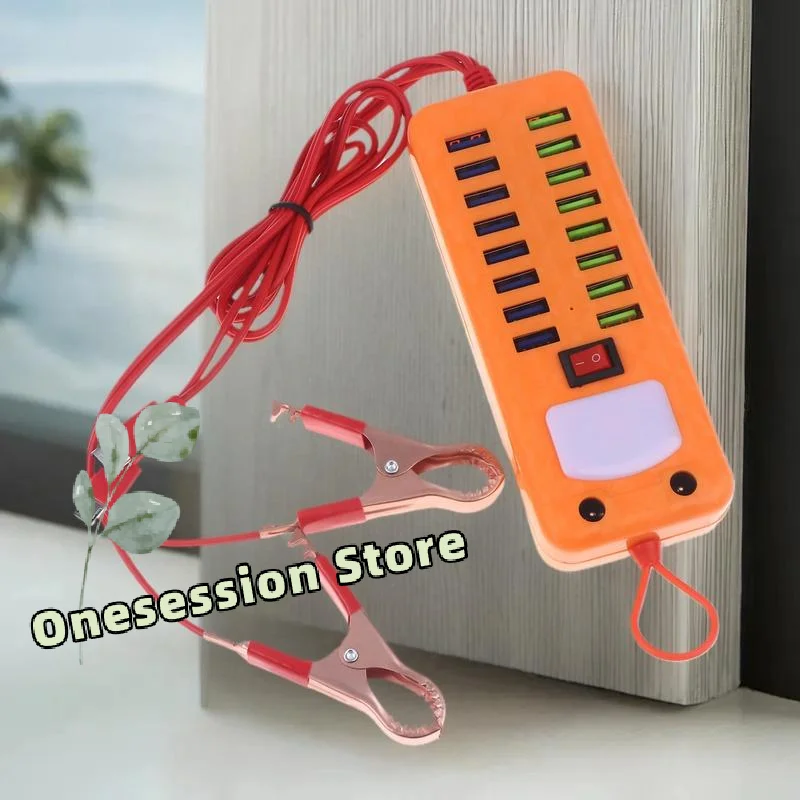 Çoklu Girişli Araç Şarj Cihazı: Telefonlar ve Tabletler için Akü Kelepçeli 12V/24V - 5V 16-USB Güç Adaptörü