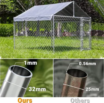 Outdoor Dog Kennel with Roof, Large Dog Run Enclosure, Outside Heavy Duty Dog Pens House Pet Playpen 2
