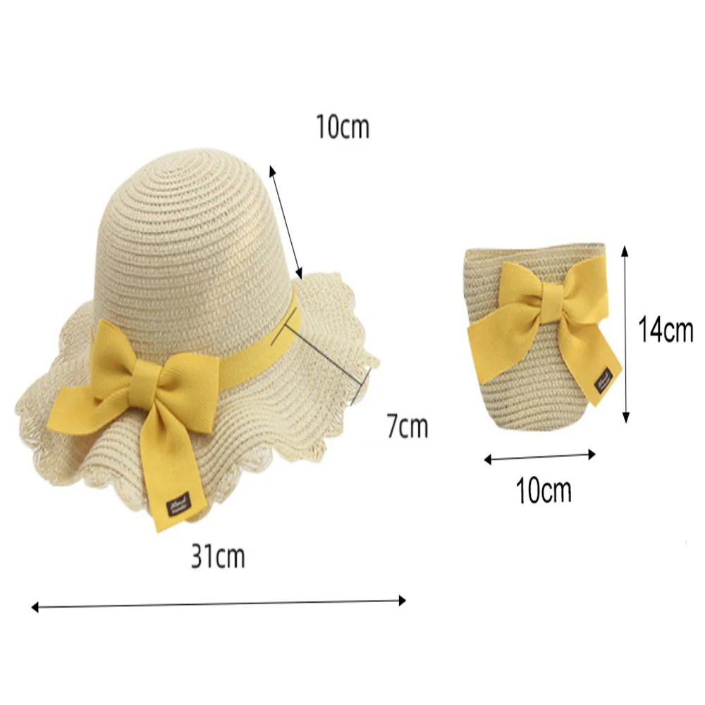 2-6 Years Kids Sun Hat Girls Summer New Straw Bag Cap Set Baby Travel Sun Protection Beach Hats Sun Fisherman Hat for Child